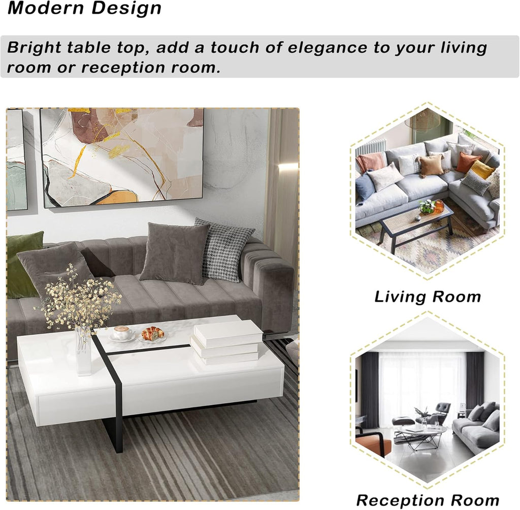 White and Black Rectangle Coffee Table U9073