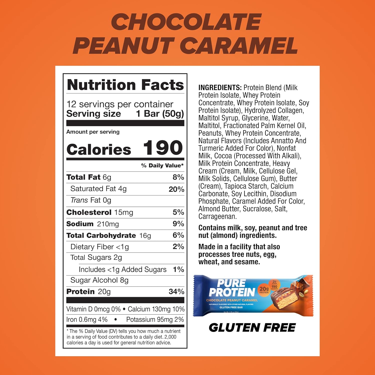 Chocolate Whey Protein Powder 1.78lbs and Chocolate Peanut Caramel Protein Bars 12 Count 1.76oz N808212