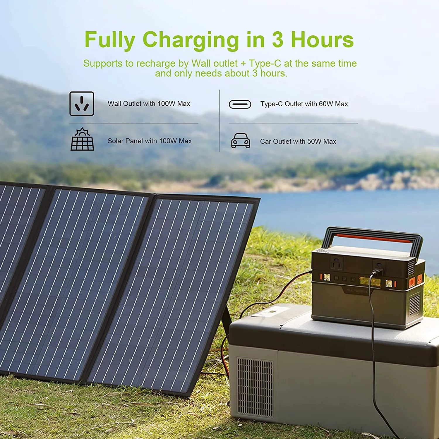 700W 606Wh Portable Power Station with 140W Foldable Solar Panel J174390