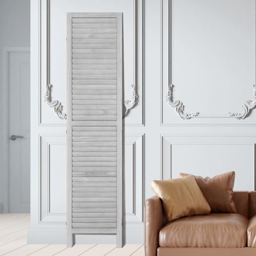 Light Grey 4 Panel Folding Wood Room Divider R484052