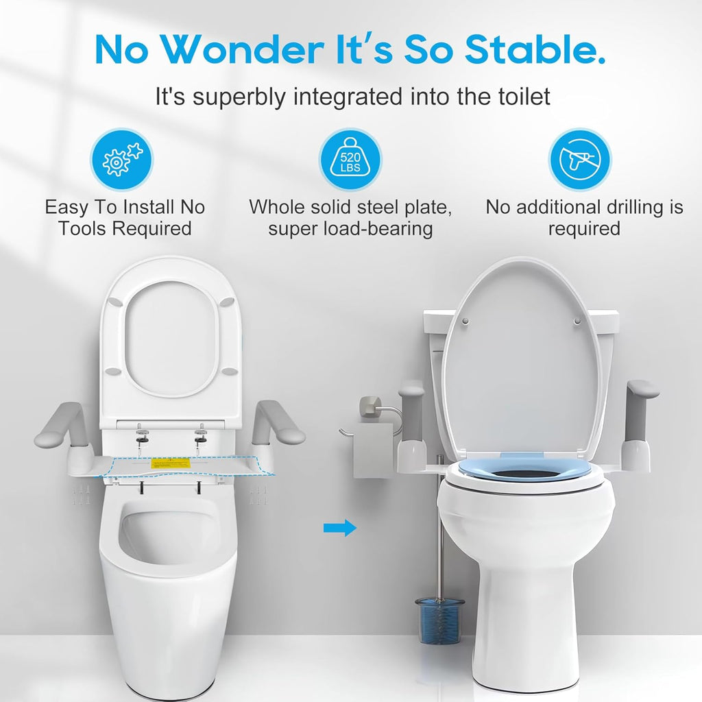 Heavy Duty Toilet Safety Rails with Foldable Handles F770352