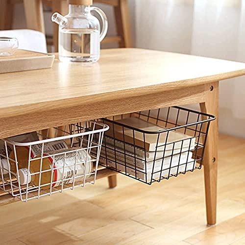 White Wire Storage Baskets with Handles, Set of 6 F8309