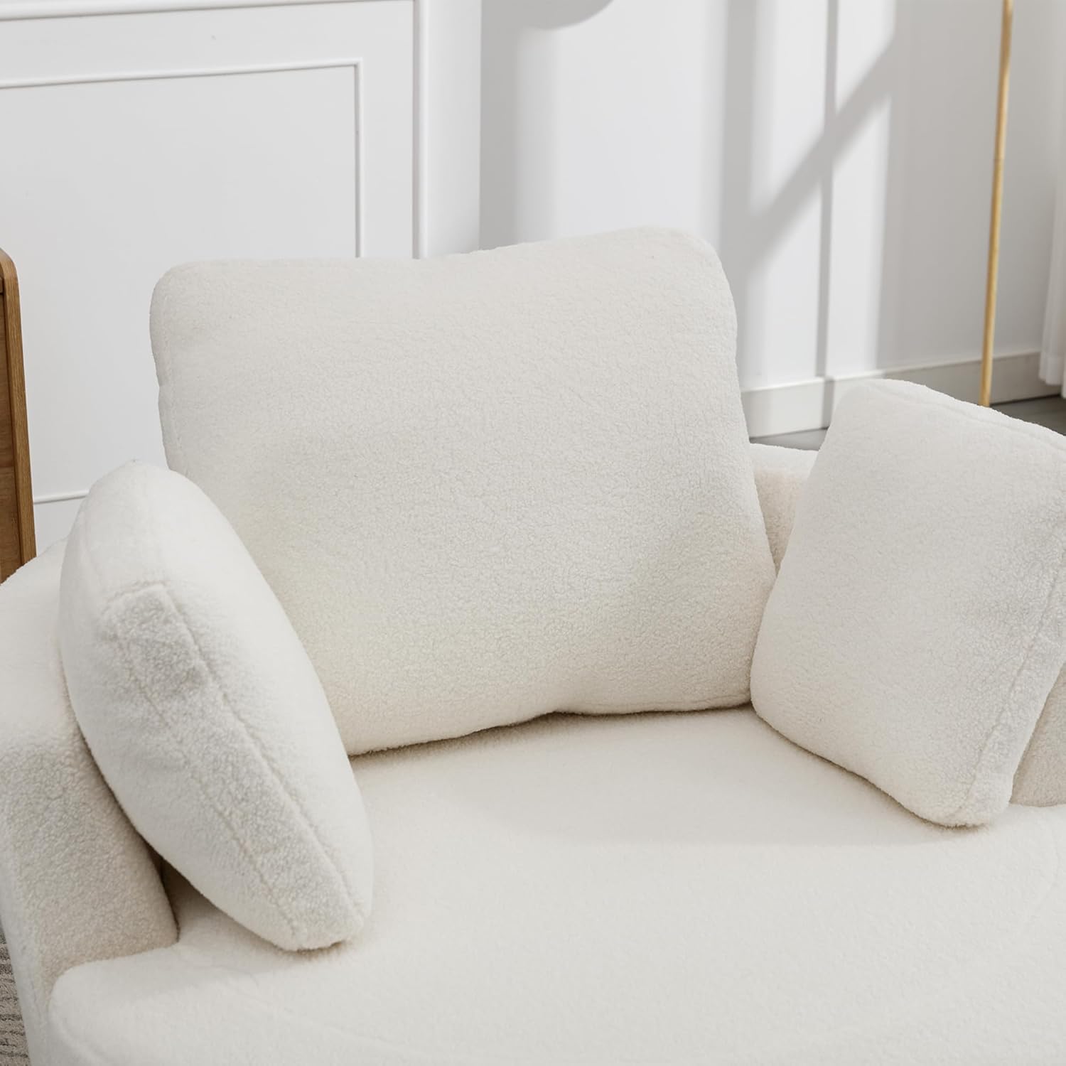 Ivory Sherpa Oversized Swivel Accent Barrel Chair W474964