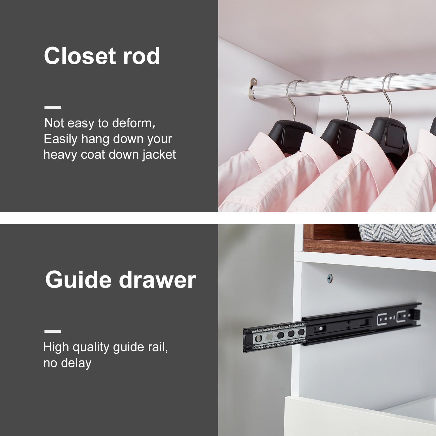Wooden White 3-Door Armoire Wardrobe Closet with Hanging Rod Q362