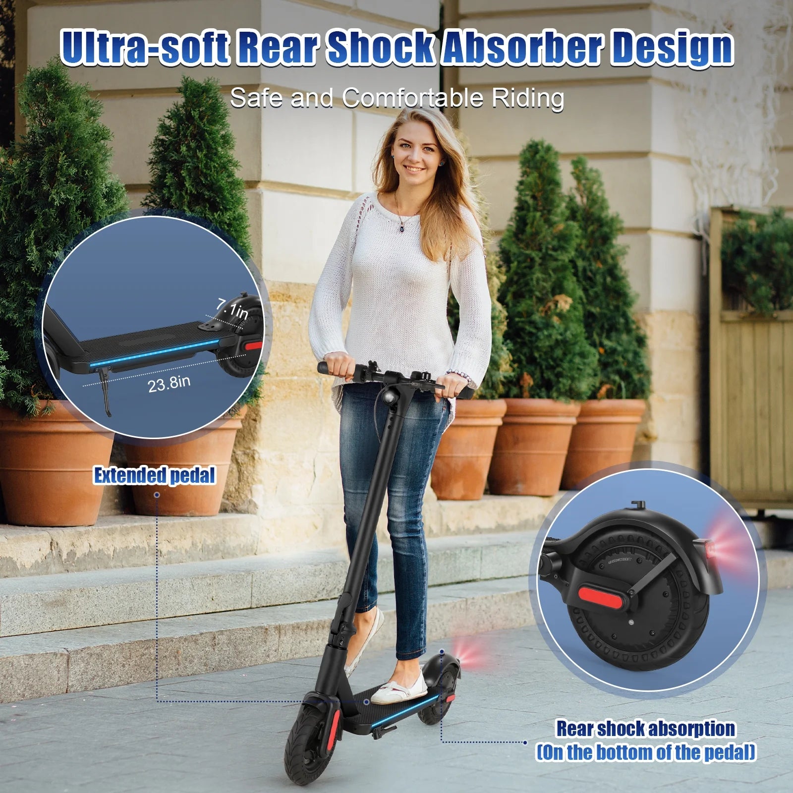500W Foldable Electric Scooter, 10" Wheels, 20 mph, 20 mile Range, Dual Brakes F377799