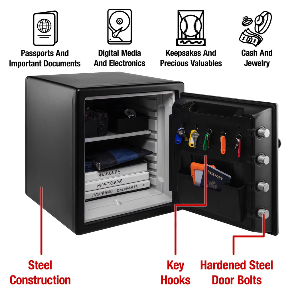 Water and Fire Resistant Safe with Digital Keypad Lock, 1.23 Cu. ft. B797543