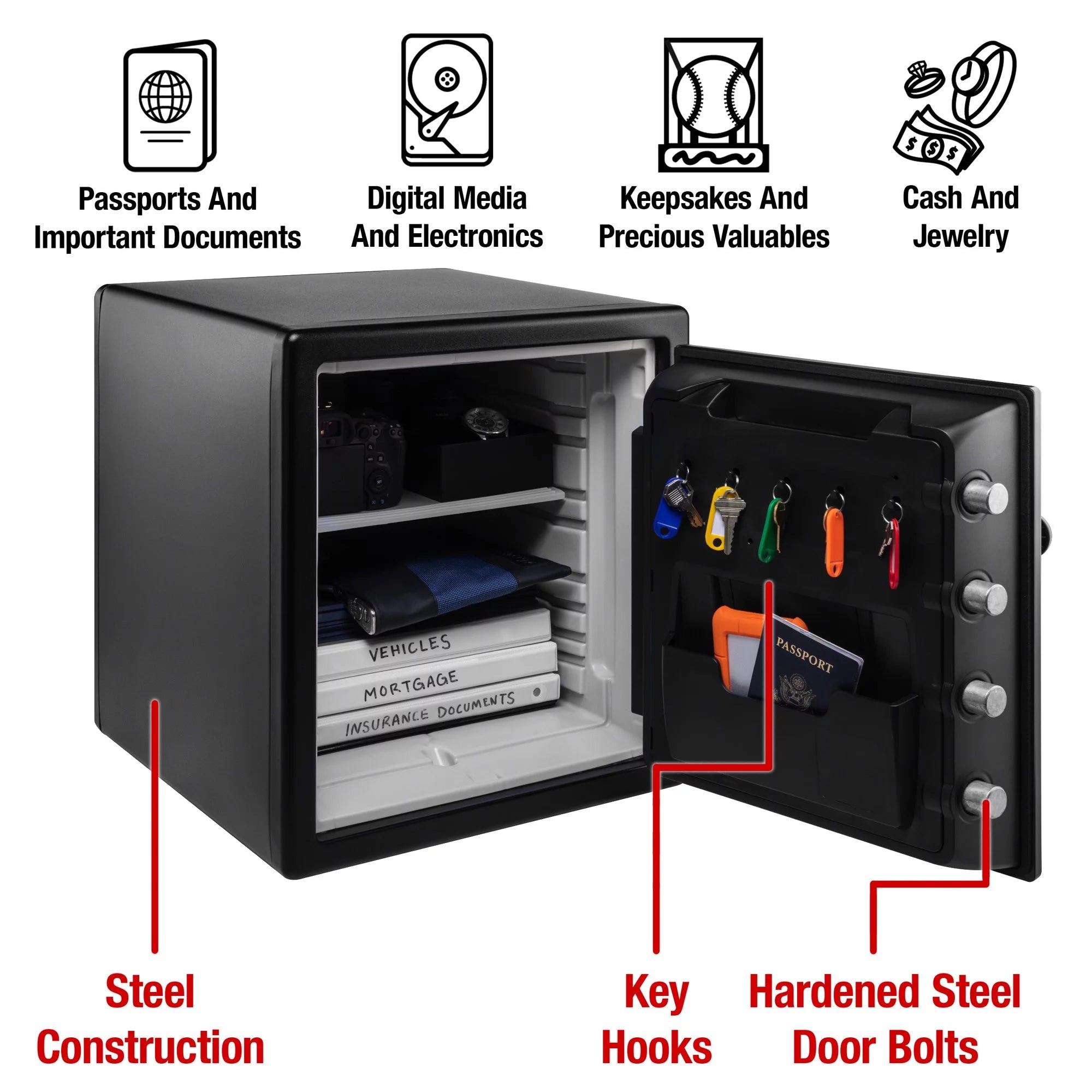 Water and Fire Resistant Safe with Digital Keypad Lock, 1.23 Cu. ft. B797543