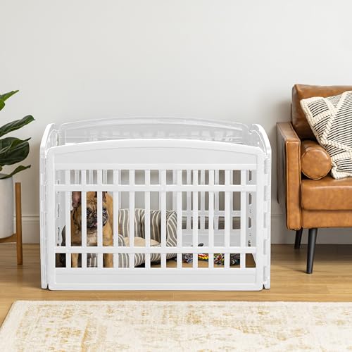 White 4-Panel 24" Foldable Dog Playpen S581367