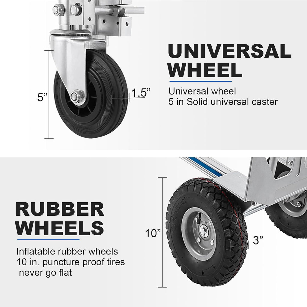 Heavy Duty Convertible Aluminum Hand Truck Dolly with Rubber Wheels C9285