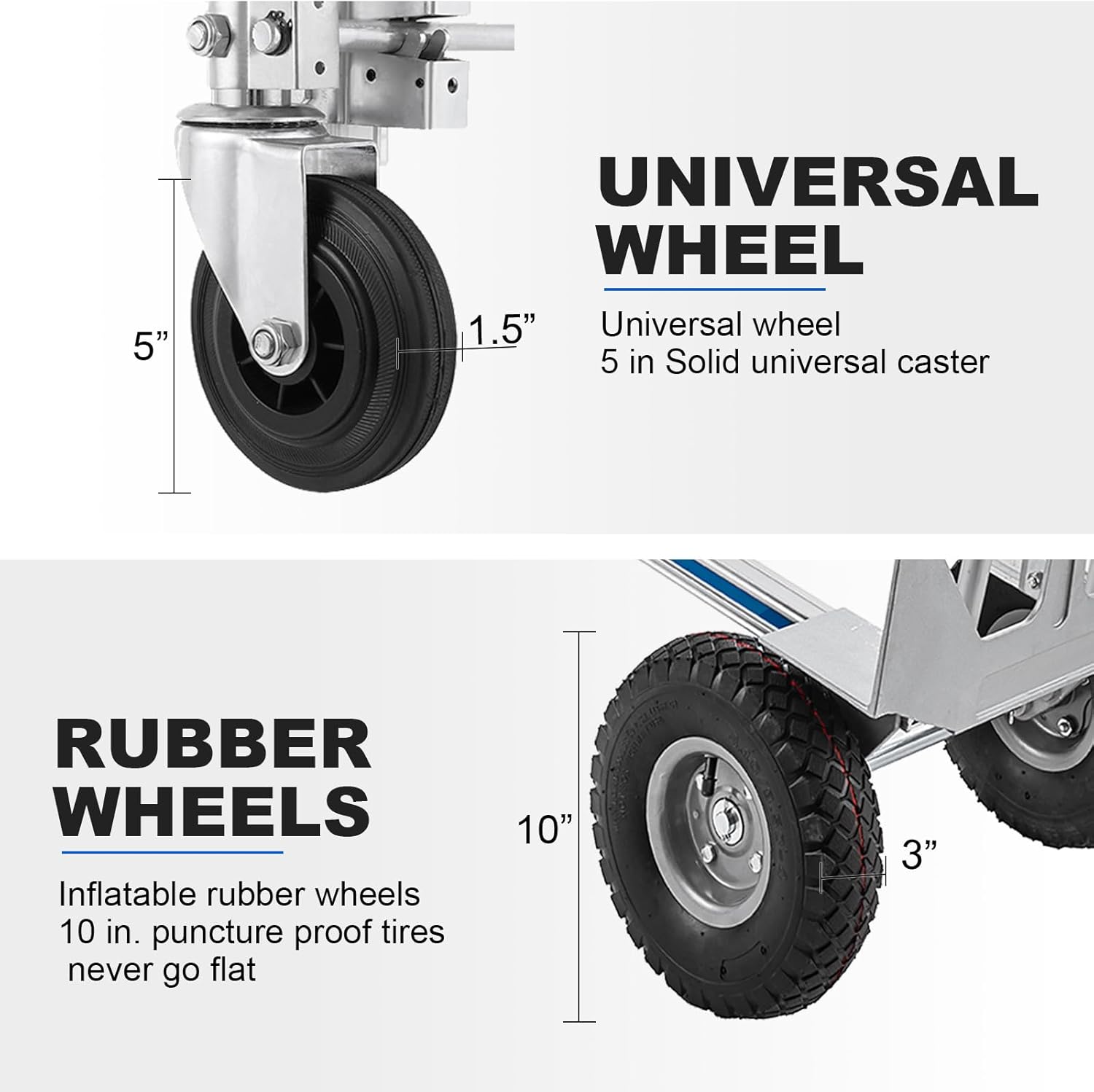 Heavy Duty Convertible Aluminum Hand Truck Dolly with Rubber Wheels C9285