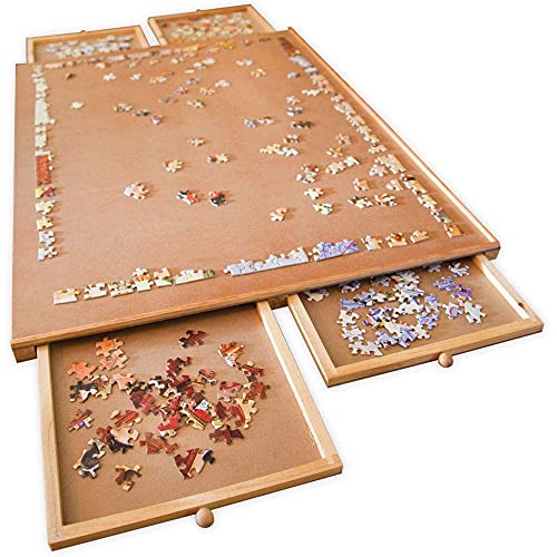 Puzzle Board with Drawers – 1000 Piece Wooden Puzzle Board with Sorting Trays C4452