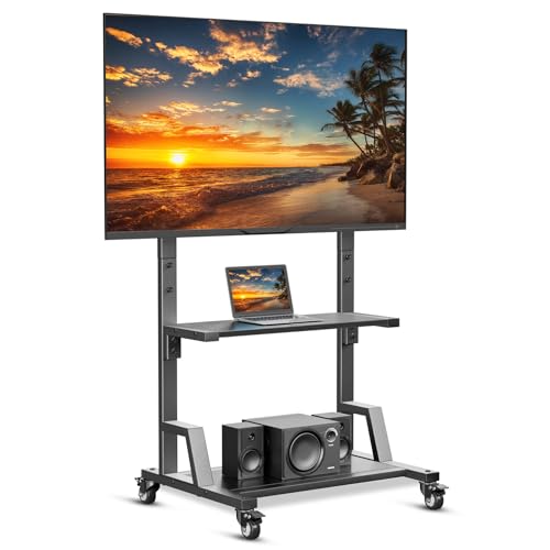 Rolling TV Cart Floor Stand with Mount and Wheels W691