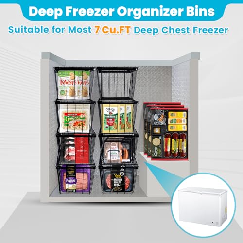6 Pack Black Freezer Organizer Bins B4814