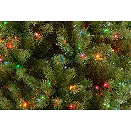 Pre-Lit Artificial Full Christmas Tree, Green, Multicolor Lights, Includes Stand, 7 Feet P1722