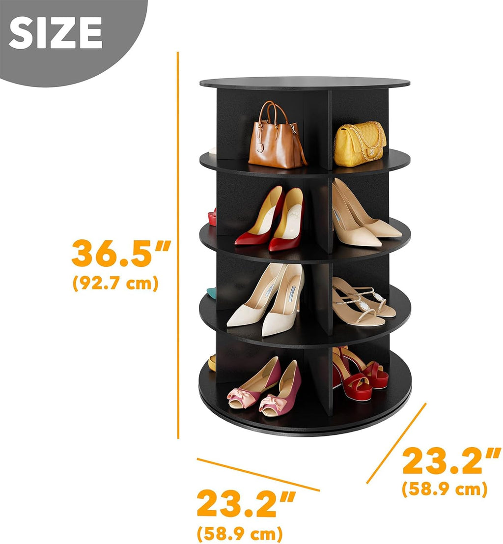 4 Tier Black Rotating Shoe Rack P209863