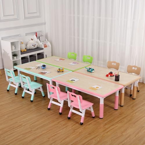 Height Adjustable 6 Seats Kids Table and Chairs Set B828