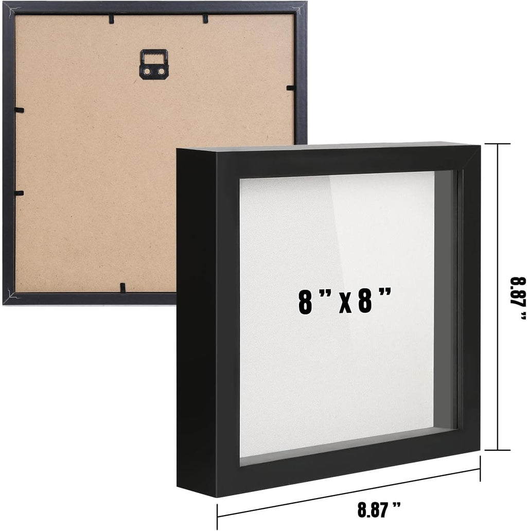 3 Pack Black 8"x8" Deep Wood Glass Shadow Box Set H19732