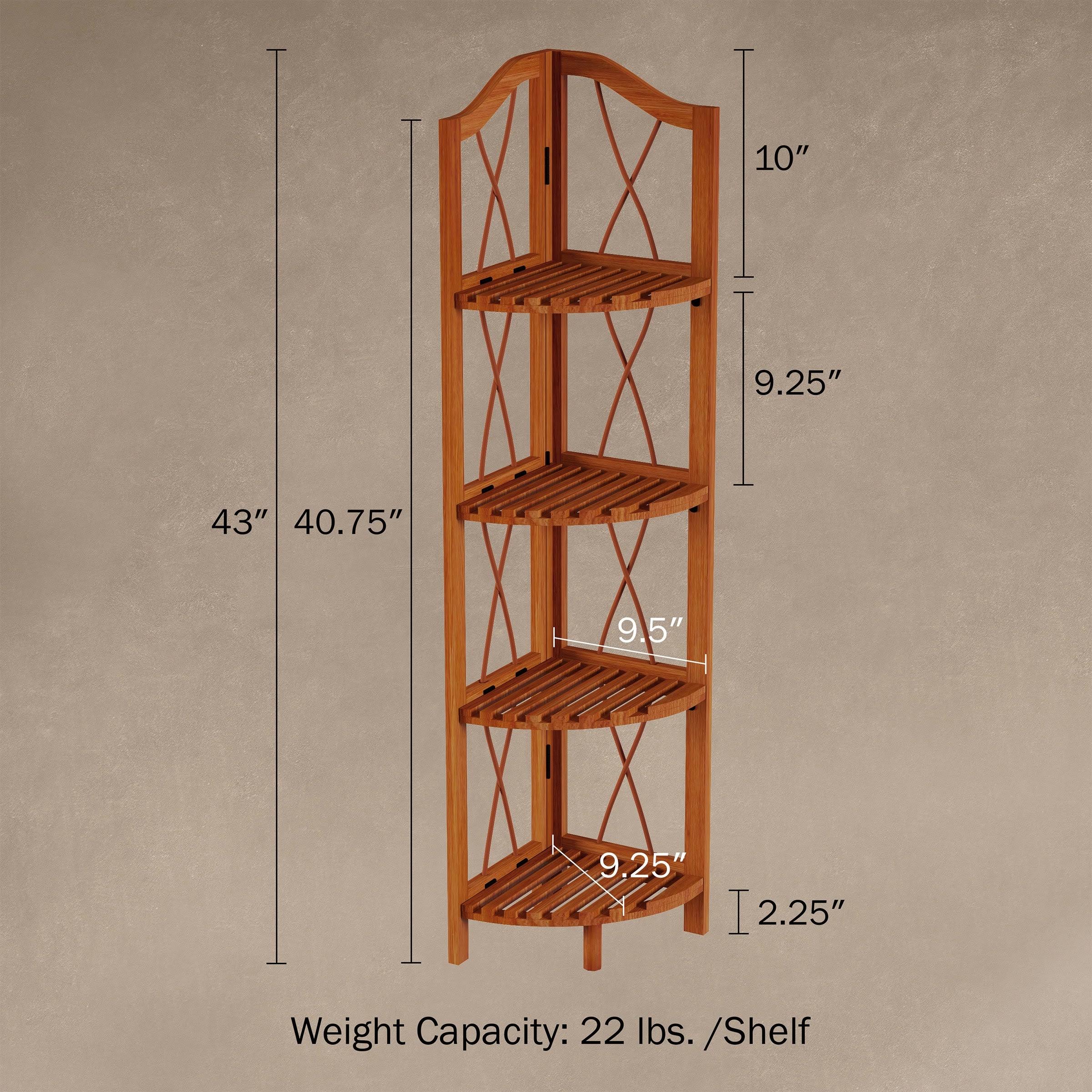 4-Tier Folding Corner Bookcase V6548