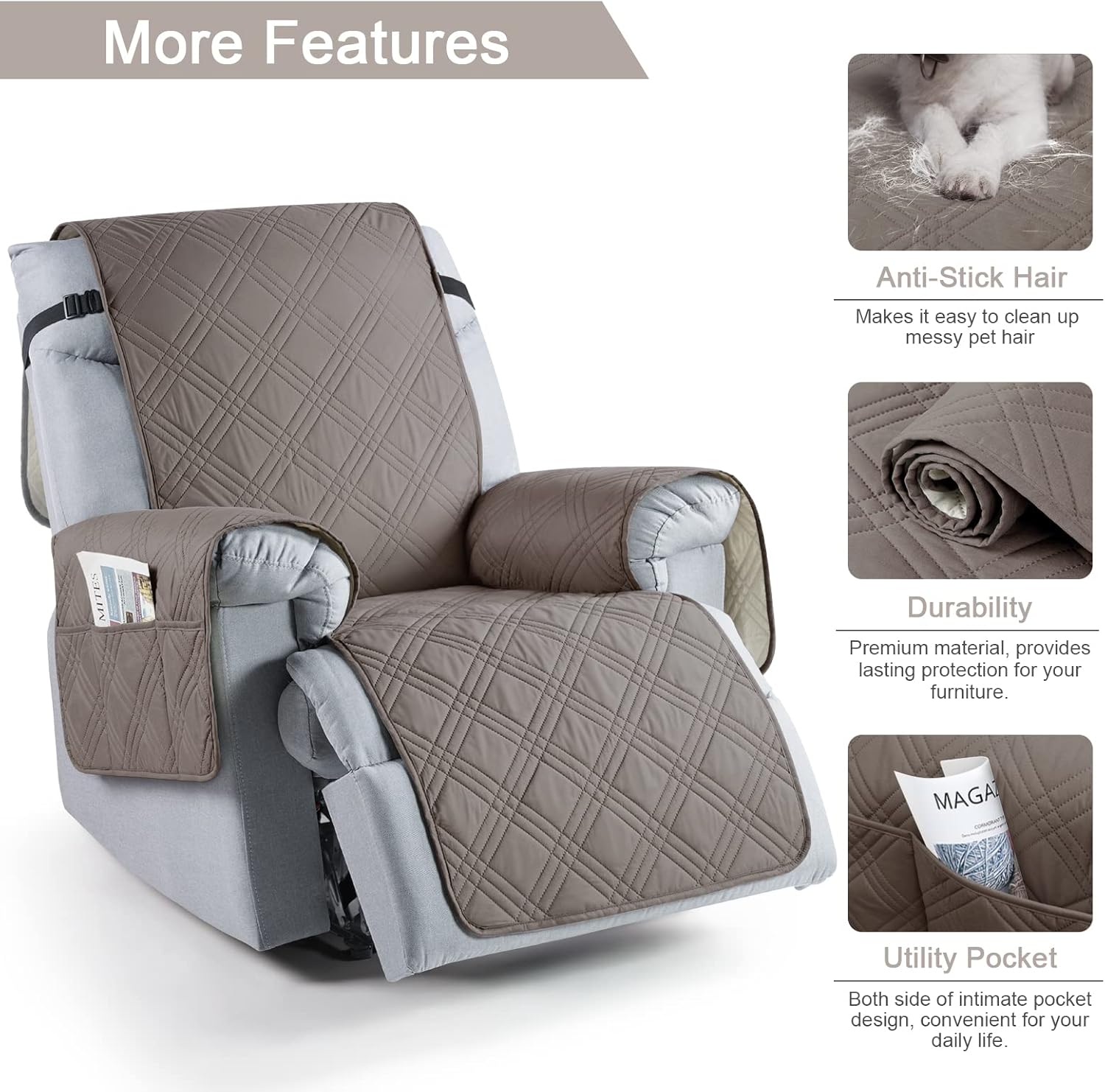 Light Brown Waterproof Recliner Chair Cover Z291660