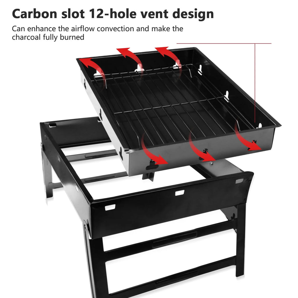13.7" Foldable Stainless Steel Charcoal Grill I69334