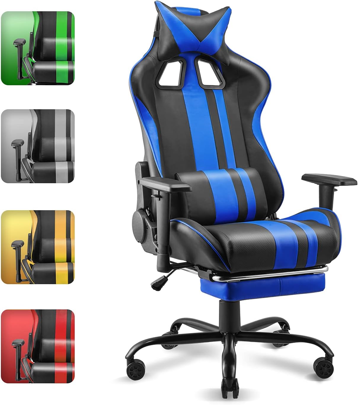 Gaming Chair with Footrest Ergonomic Desk Chair Royal Blue I9315