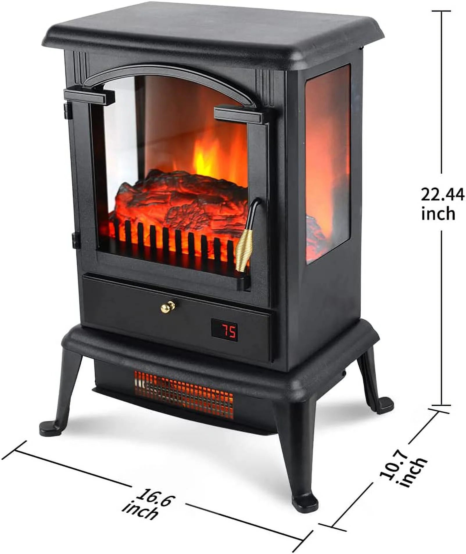 22.4" Freestanding Portable Infrared Fireplace Heater Stove with Remote, 1000W/1500W T954309