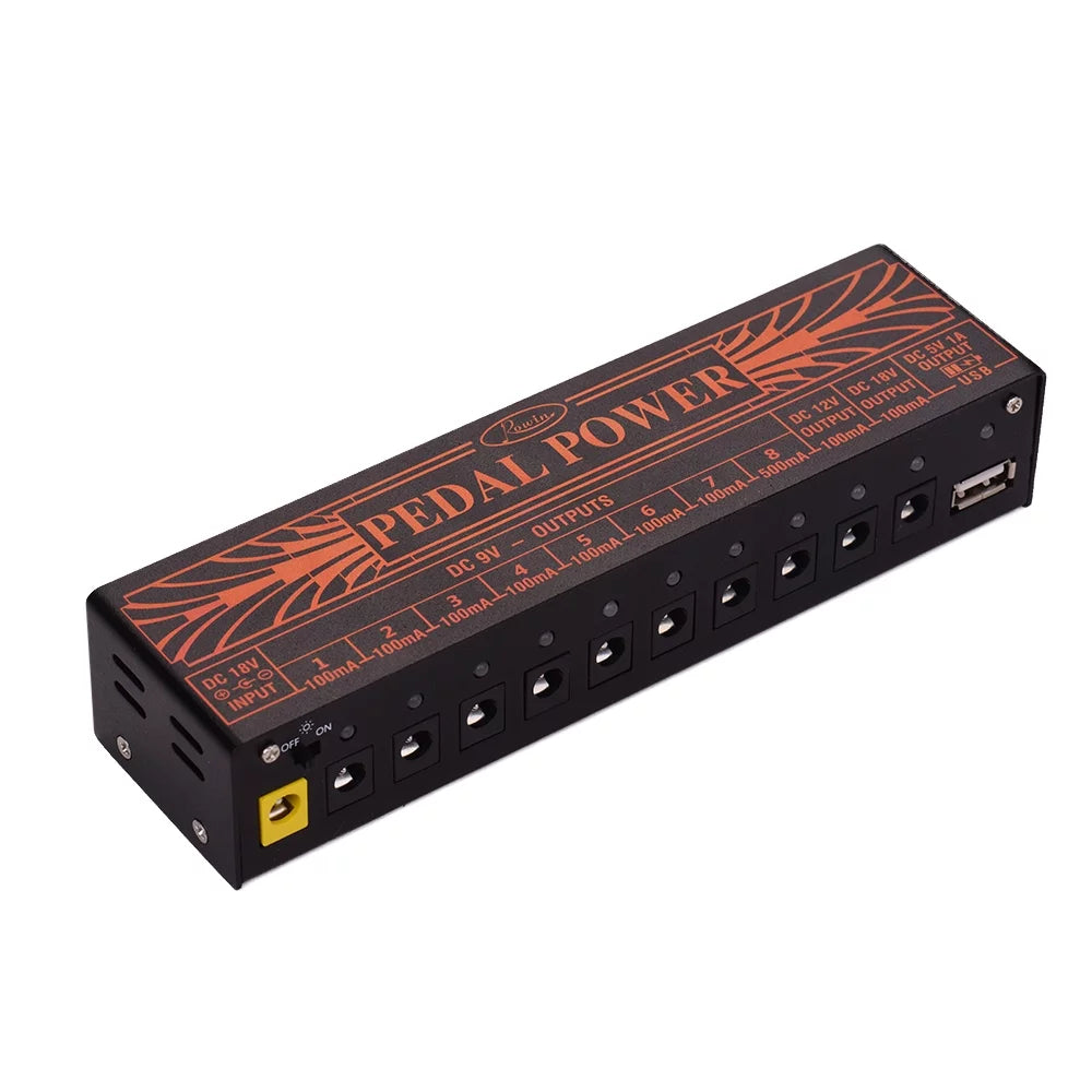 Compact Size Guitar Effect Power Supply Station 10 Isolated DC Outputs for 9V 18V Guitar Effects with 5V USB Output M608698