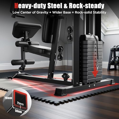 Multifunctional Home Gym Equipment with 154LBS Weight Stack T48979