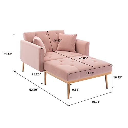 Beige Velvet Chaise Lounge Chair with Adjustable Backrest E85654