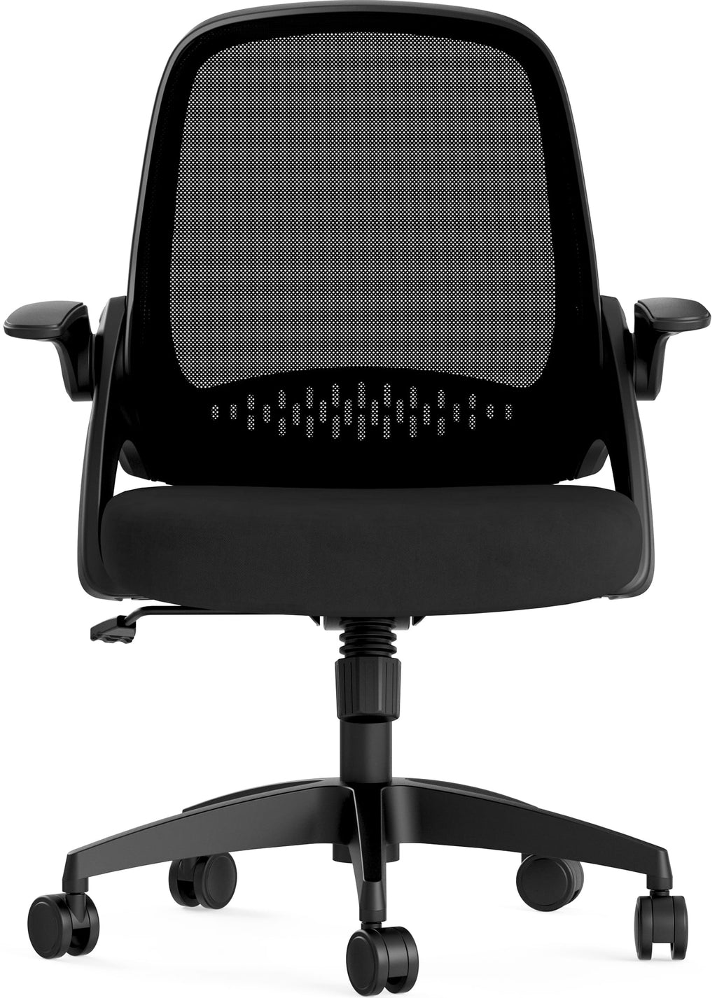 Black Swivel Desk Chair with Flip-up Arms and Adjustable Height X986