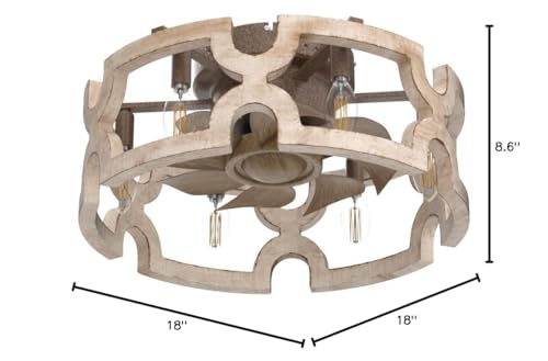 White Caged Ceiling Fan with Light D857270