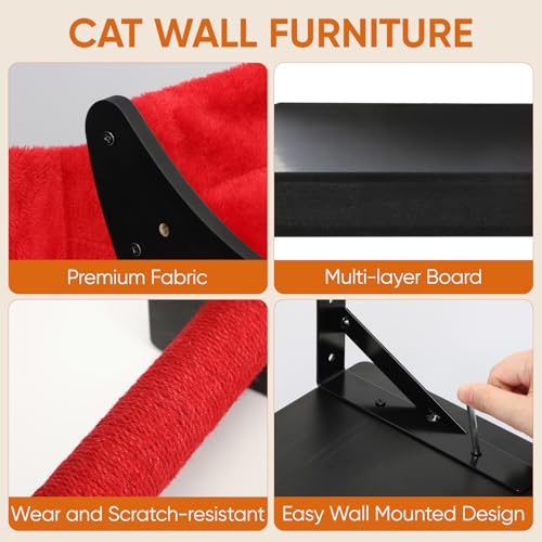 7pcs Wall-Mounted Cat Shelves Set with Scratching Board P407