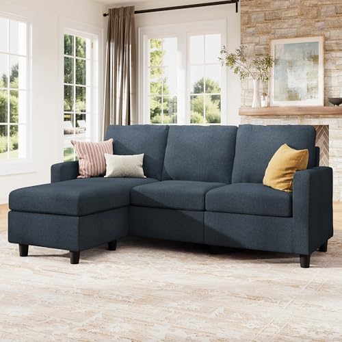 Black L Shaped Convertible Sectional Sofa with Reversible Chaise G3151