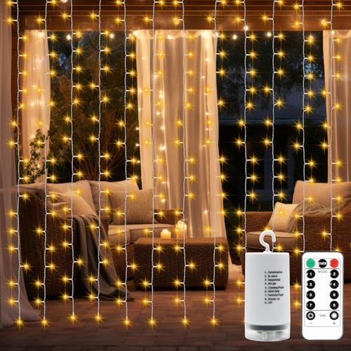 400 LED Curtain Fairy Lights 6.6Ft x 6.6Ft with Remote W14102