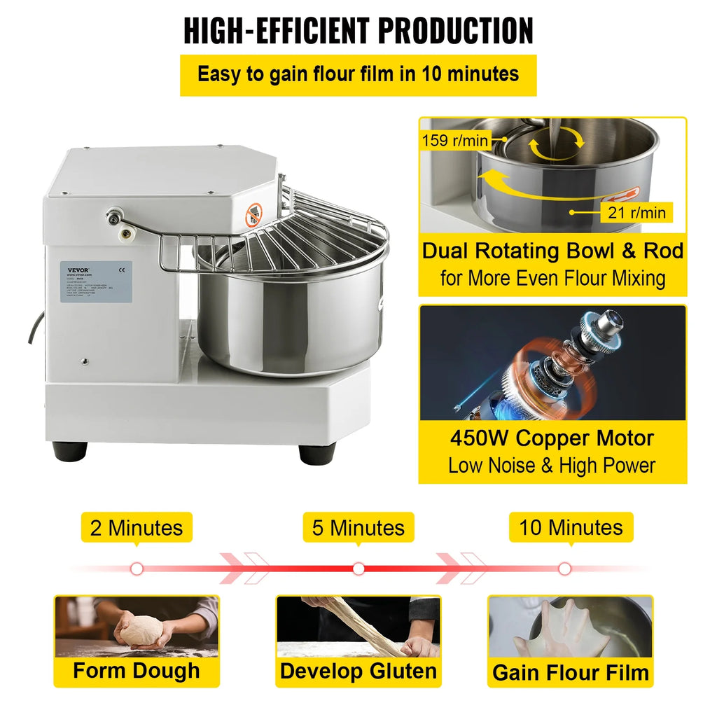 7.3Qt 450W Commercial Food Mixer with Stainless Steel Bowl I5640