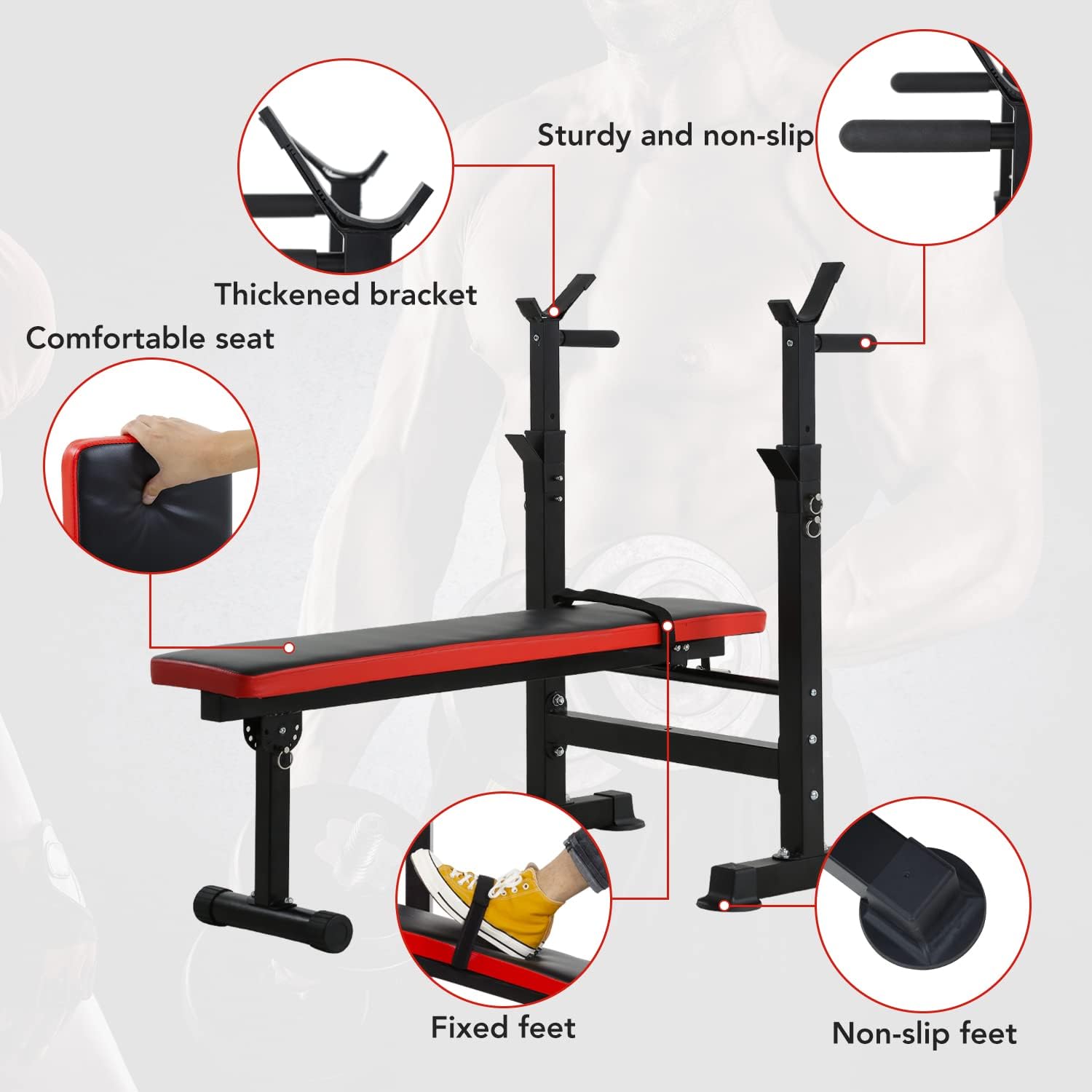 Adjustable Weight Bench with Barbell Rack M62552