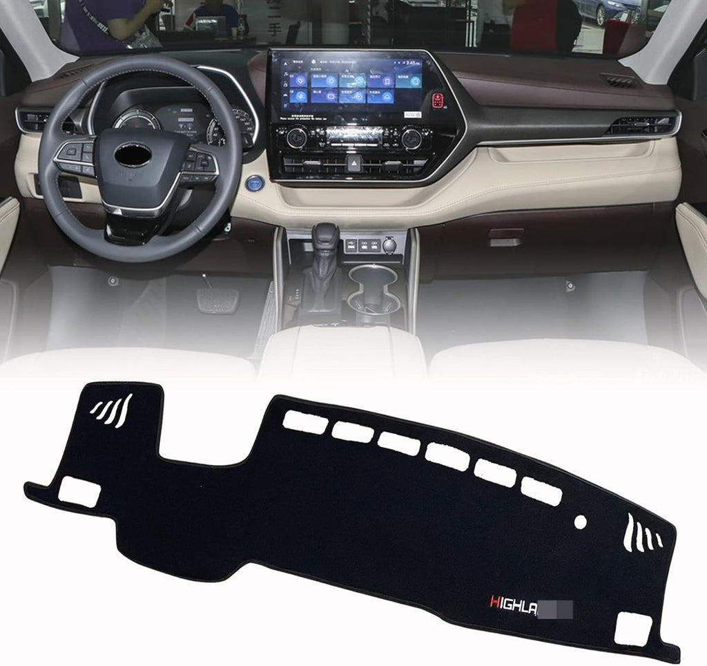 Black Center Console Cover Dash Mat Sunshield Carpet Compatible with Toyota Highlander 2021 2022 X9990