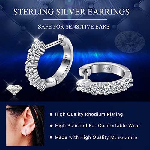 Moissanite Hoop Earrings, Sterling Silver Earrings Plated 18K White Gold J39647