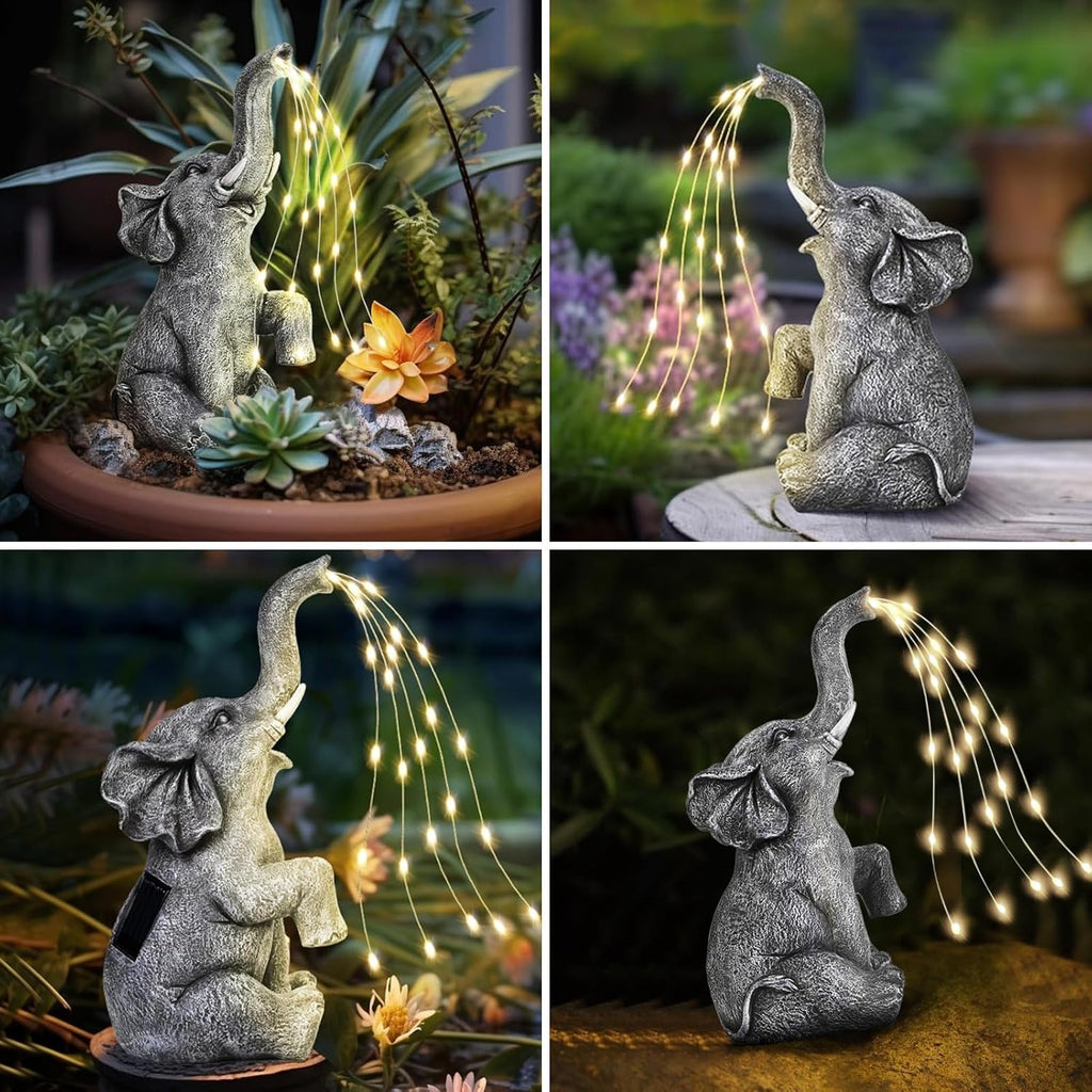 Elephant Statue Solar Garden LED Light Strings P4781