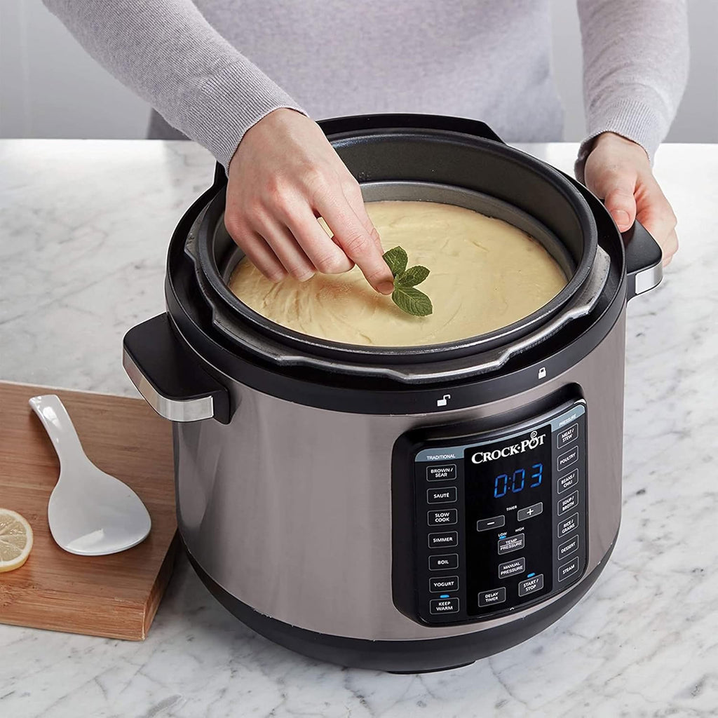 8-Quart Programmable Slow Cooker and Pressure Cooker, Black Stainless D476