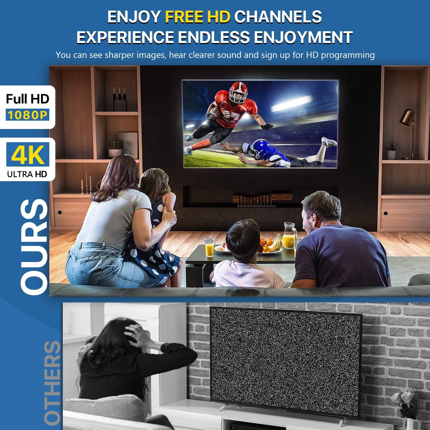 Outdoor TV Antenna Amplified Long Range 4K 1080P UHF VHF V31917