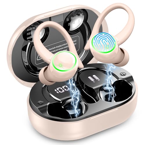 Pink Wireless Bluetooth 5.4 Over-Ear Earbuds with ENC Noise Cancelling Mic H69876