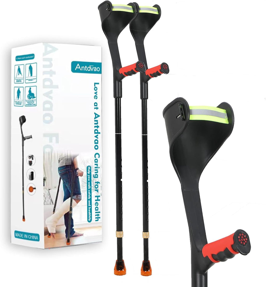 Red Lightweight Adjustable Forearm Crutches W43361