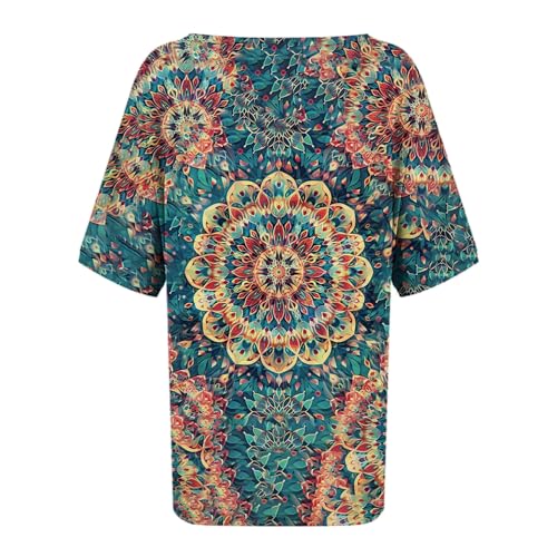 Retro Ethnic Floral Printed V Neck Tops I911776