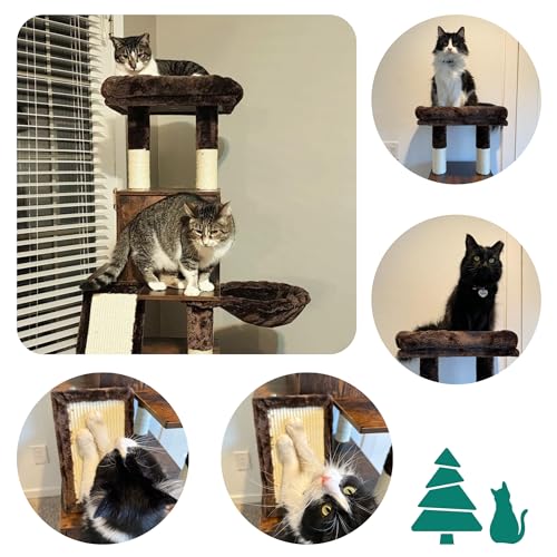 Brown Wooden Cat Tree with Litter Box Enclosure Q776