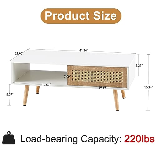41.3 Inch Rectangle Wooden Coffee Table with Storage K838659