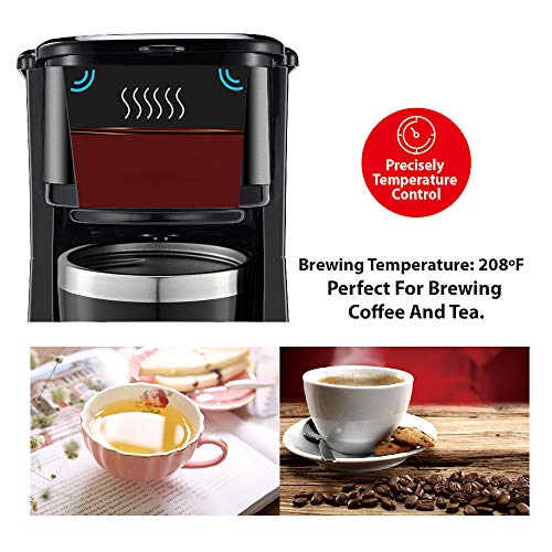 Black Single Serve Coffee Maker with Programmable Timer and LCD Display U950