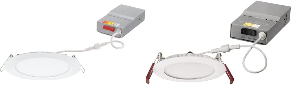 Round Baffle LED Downlight, 6-Inch, Matte White & Ultra Thin Recessed Downlight, White A952