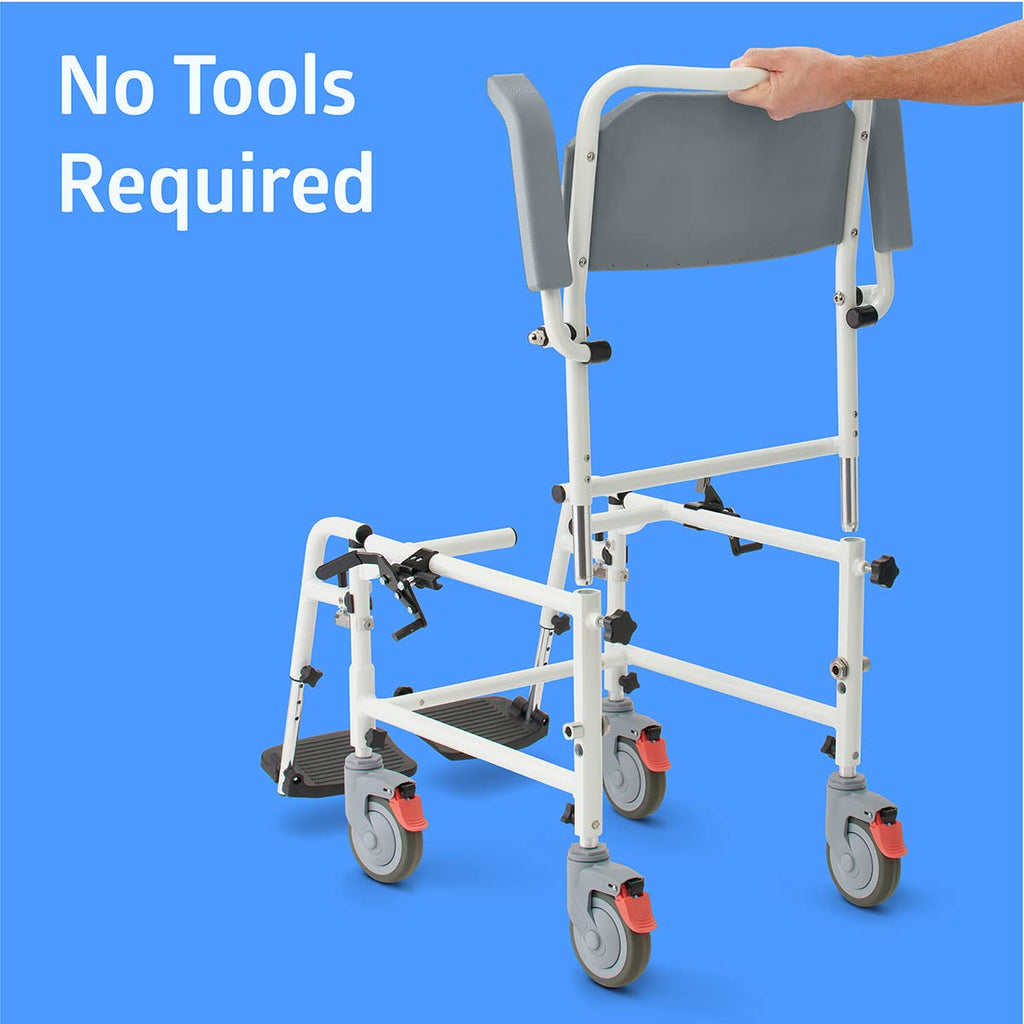 Aluminum Shower Commode Transport Chair, 275 lbs. Capacity F984