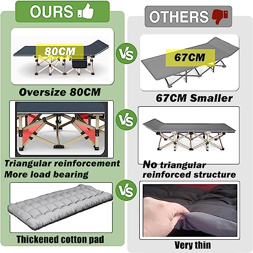 Oversize 31.5in Width Folding Camping Cot with Pad and Carry Bag A75524